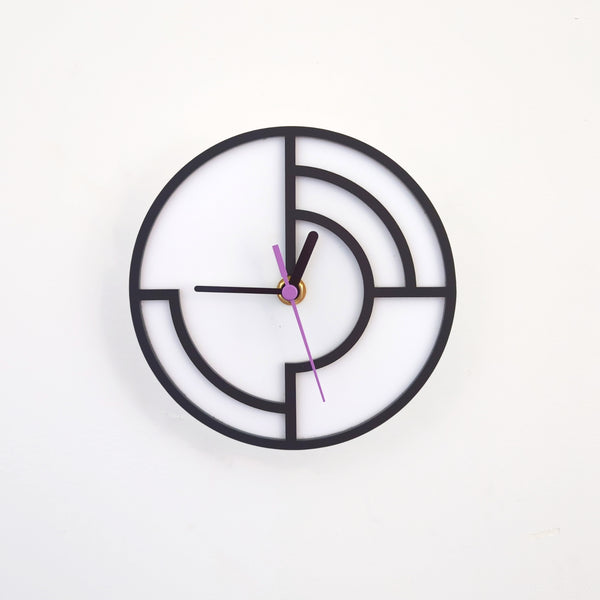 Graphic Lines Mini Black and White Acrylic Wall Clock