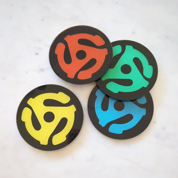 45 RPM Record Adapter Coasters Set of 4