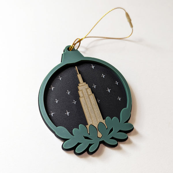 Empire State Building Starry Night Laser Cut Ball Ornament
