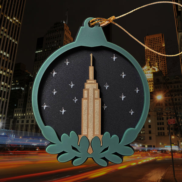 Empire State Building Starry Night Laser Cut Ball Ornament