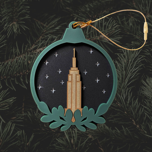 Empire State Building Starry Night Laser Cut Ball Ornament
