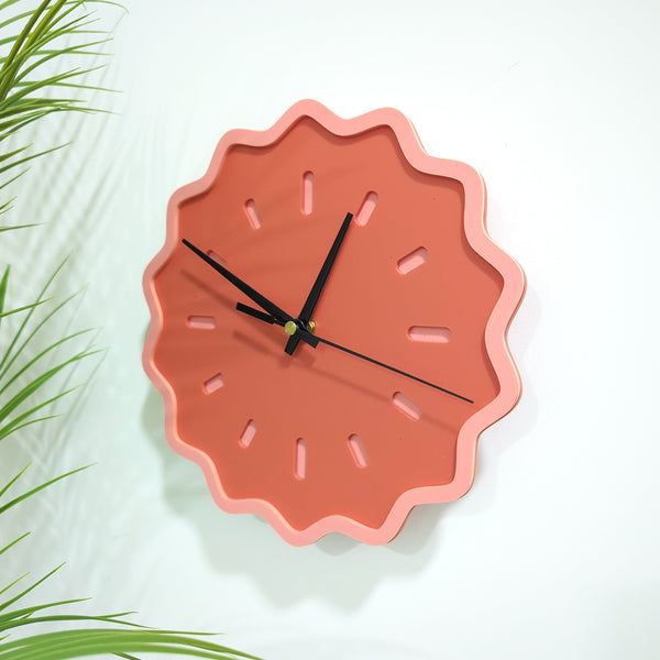 Fluted Geometric Acrylic Wall Clock - Melon Tones