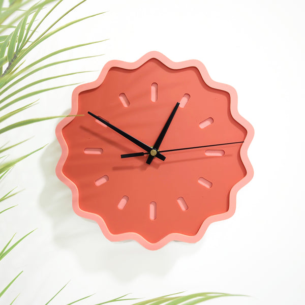 Fluted Geometric Acrylic Wall Clock - Melon Tones