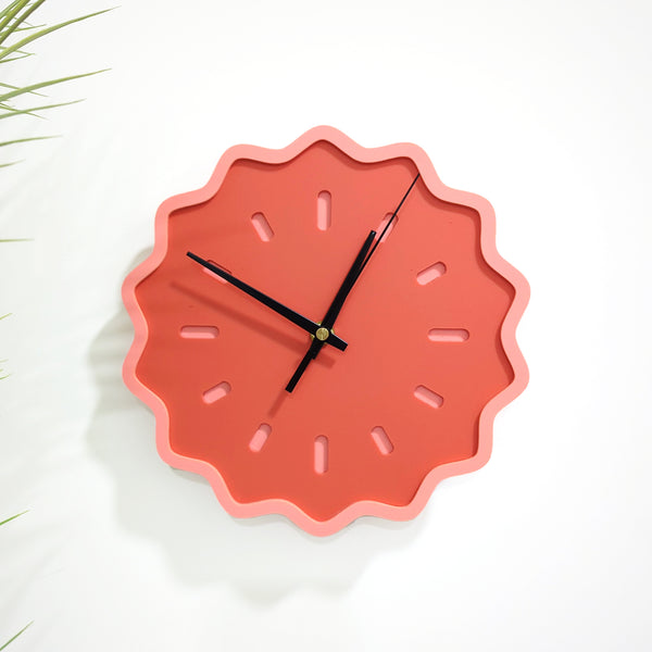 Fluted Geometric Acrylic Wall Clock - Melon Tones