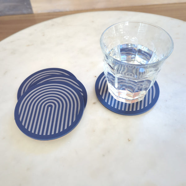 Graphic Arches Acrylic Coasters Set of 4 - Denim Blue