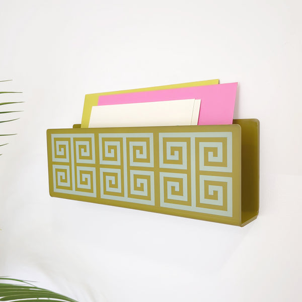 Greek Key Pattern Wall Mail Holder