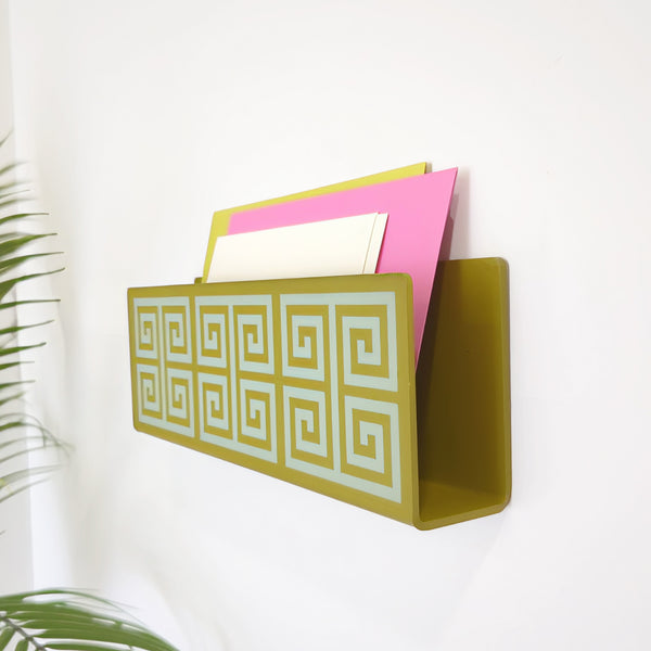 Greek Key Pattern Wall Mail Holder