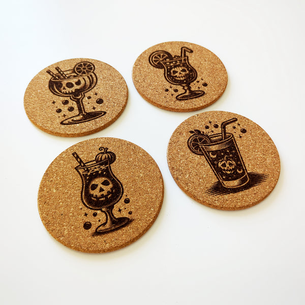 Halloween Cocktails Cork Coasters Set of 4
