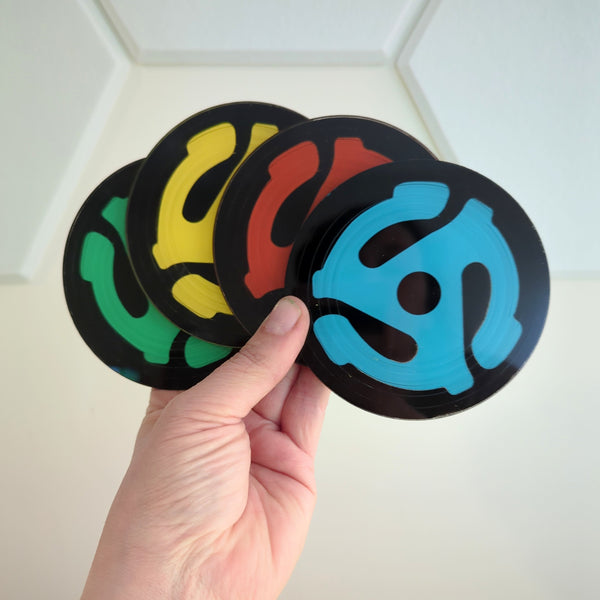 45 RPM Record Adapter Coasters Set of 4