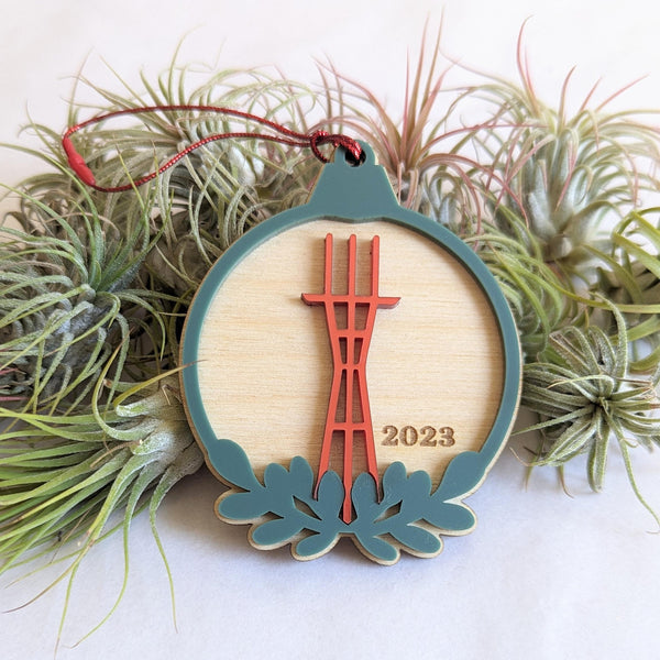 Sutro Tower Laser Cut Ball Ornament
