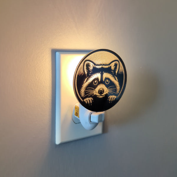 Peeking Raccoon Mirror Acrylic Night Light