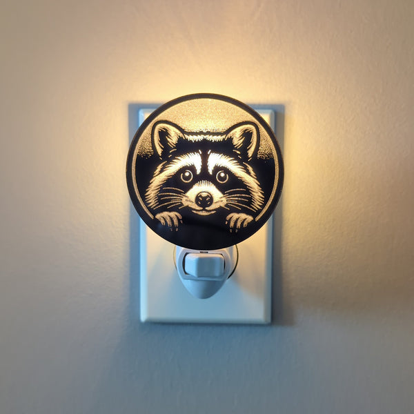 Peeking Raccoon Mirror Acrylic Night Light