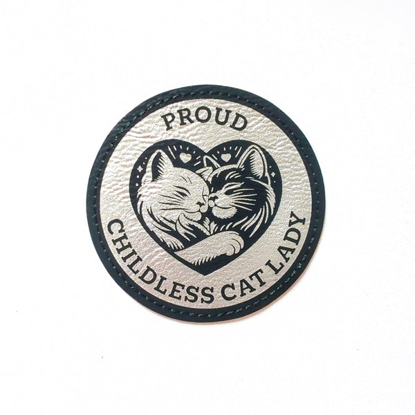 Proud Childless Cat Lady Faux Leather Patch
