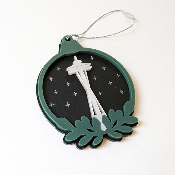 Space Needle Starry Night Laser Cut Ball Ornament