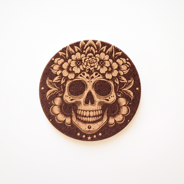 Floral Skull Cork Coasters Set of 4