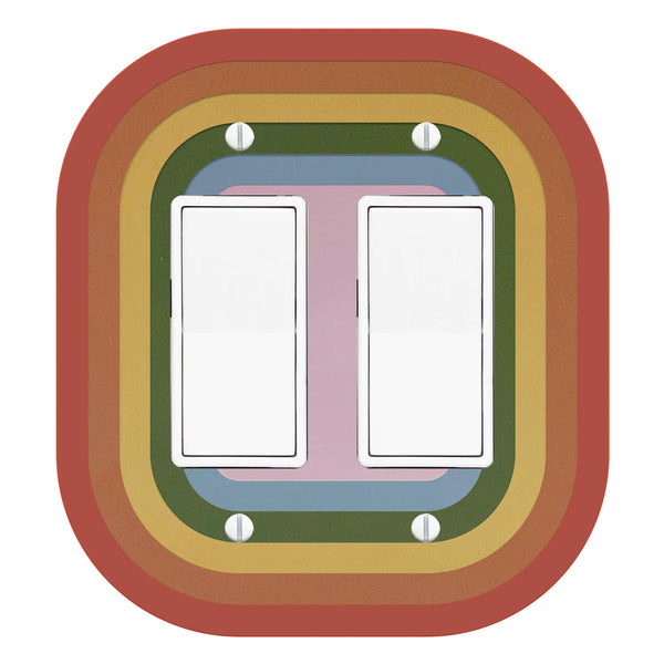 Retro Rainbow Double Light Switch Plate Cover