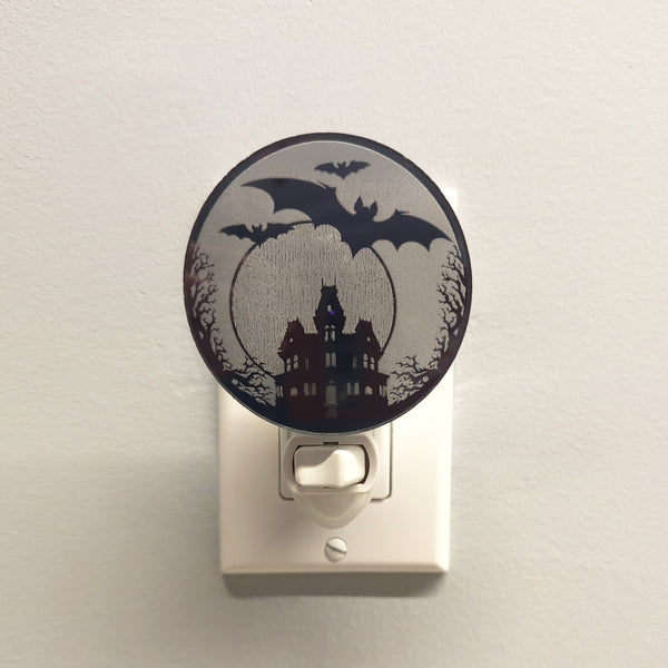 Haunted Mansion and Bats Mirror Acrylic Night Light