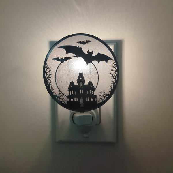 Haunted Mansion and Bats Mirror Acrylic Night Light