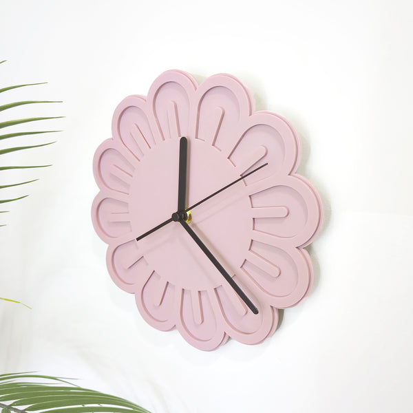 Flower Acrylic Wall Clock - Dusty Mauve