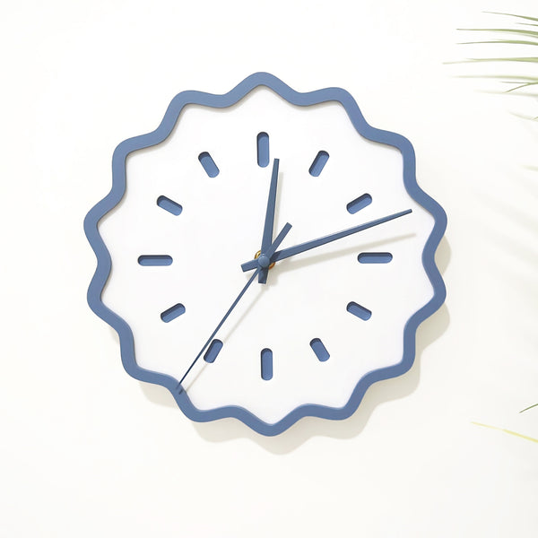 Fluted Geometric Acrylic Wall Clock - Slate and White