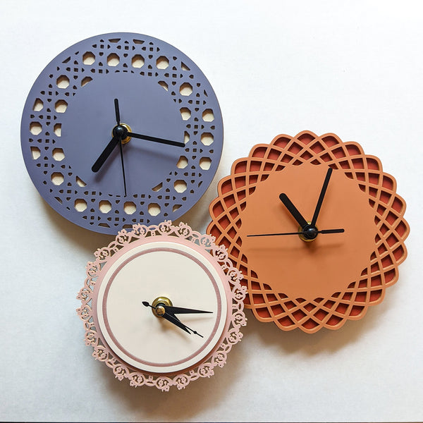 Mini Fluted Geometric Acrylic Wall Clock - Melon Tones