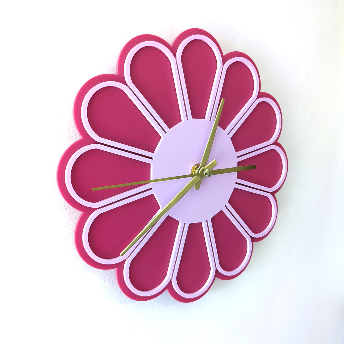 Minimalist Flower Acrylic Wall Clock - Berry Tones – Poppy and
