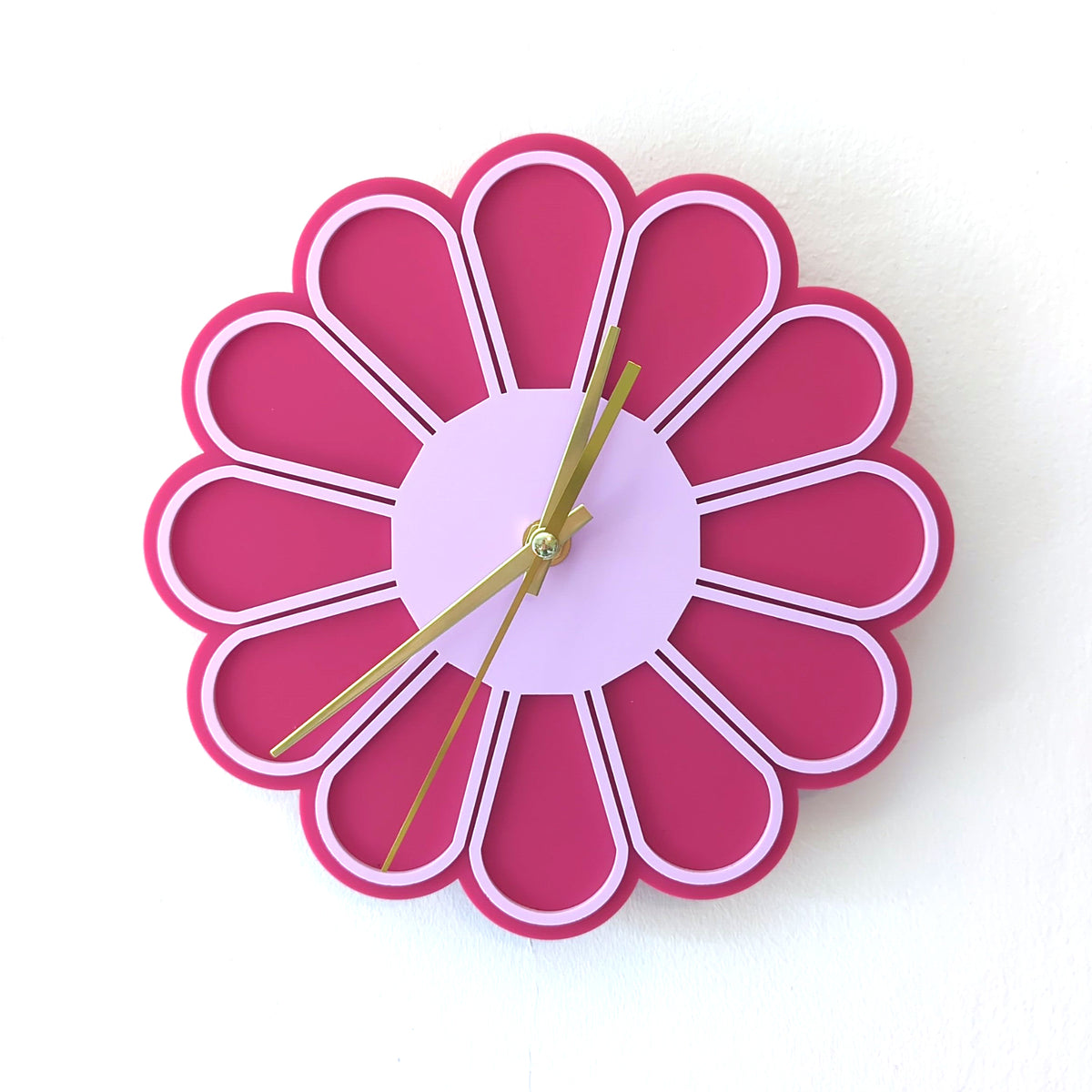 Minimalist Flower Acrylic Wall Clock - Berry Tones – Poppy and