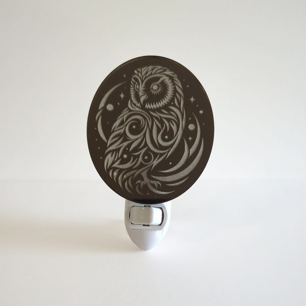 Mystical Owl Mirrored Acrylic Night Light