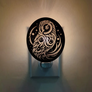 Mystical Owl Mirrored Acrylic Night Light