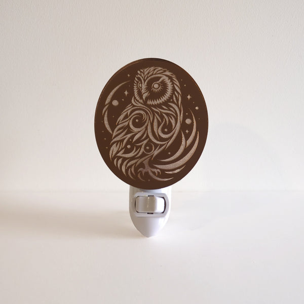Mystical Owl Mirrored Acrylic Night Light