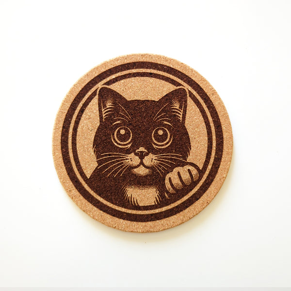 Peeking Cats Cork Coasters Set of 4