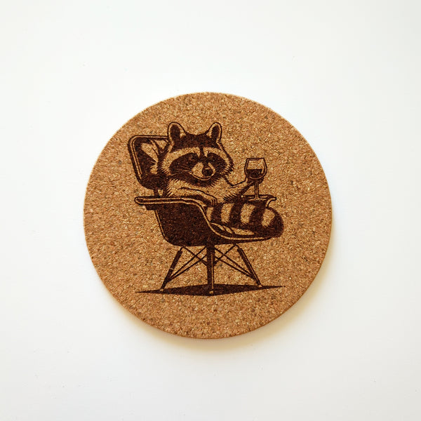 Raccoons with Cocktails Cork Coasters Set of 4