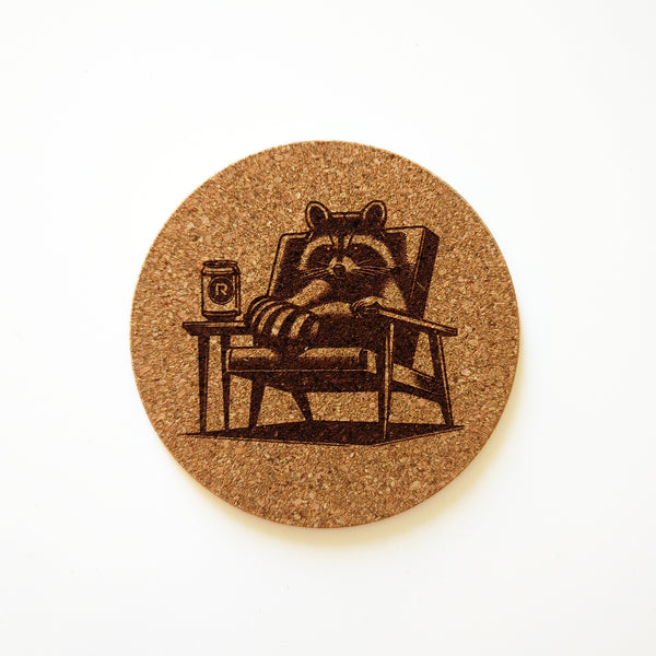 Raccoons with Cocktails Cork Coasters Set of 4