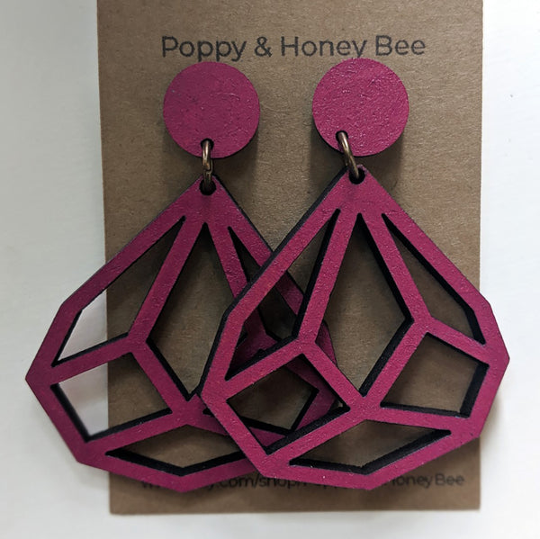 Geometric Diamond Dangle Stud Earrings - Medium