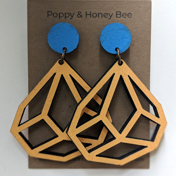 Geometric Diamond Dangle Stud Earrings - Medium