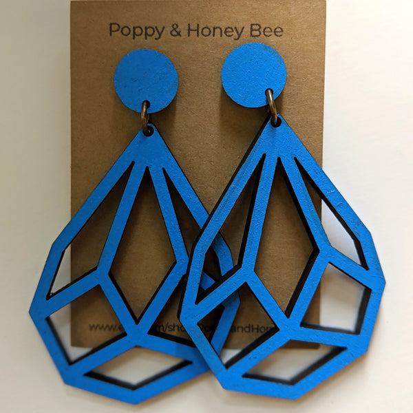Geometric Diamond Dangle Stud Earrings - Large
