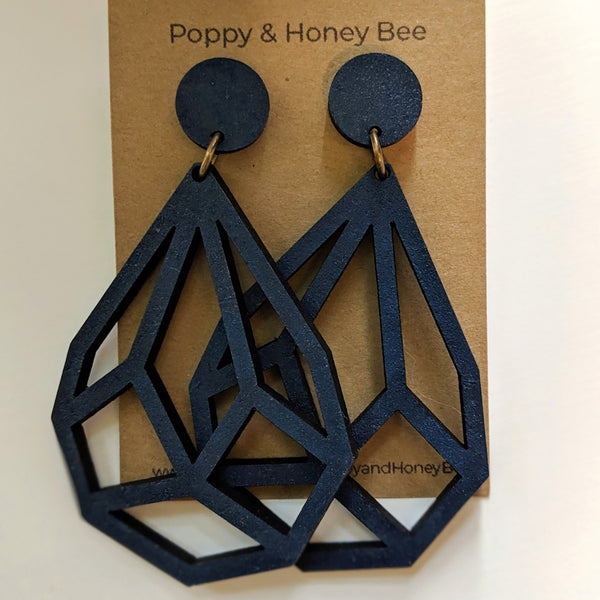 Geometric Diamond Dangle Stud Earrings - Large