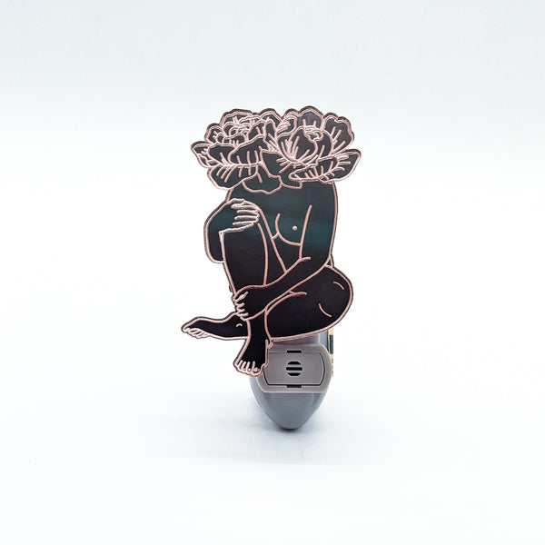 Flower Nude Woman Bronze Mirror Acrylic Night Light