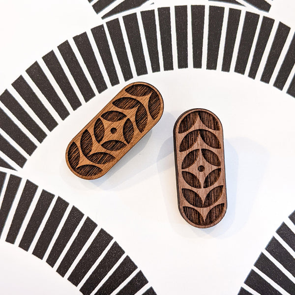 Scandi Flower Walnut Wood Hair Clip - Set of 2