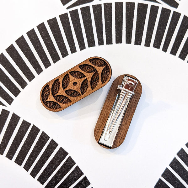 Scandi Flower Walnut Wood Hair Clip - Set of 2