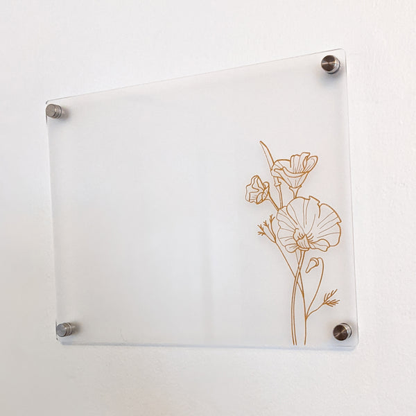 Poppy Flower Acrylic Dry Erase Memo Board