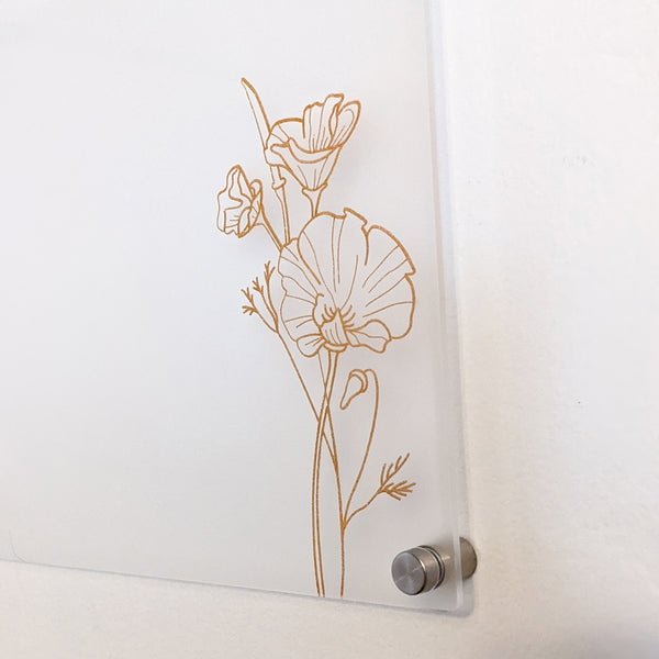 Poppy Flower Acrylic Dry Erase Memo Board