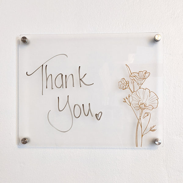 Poppy Flower Acrylic Dry Erase Memo Board
