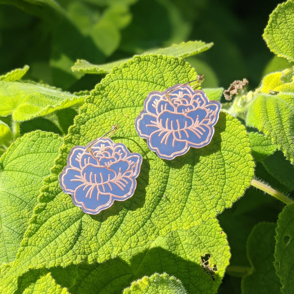 Flower Rose Gold Mirrored Acrylic Earrings