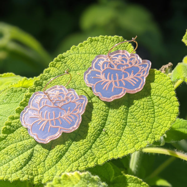 Flower Rose Gold Mirrored Acrylic Earrings