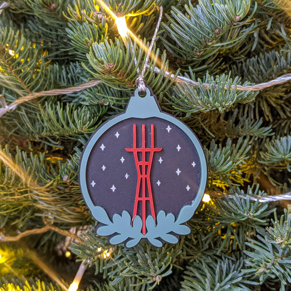 Sutro Tower Starry Night Laser Cut Ball Ornament