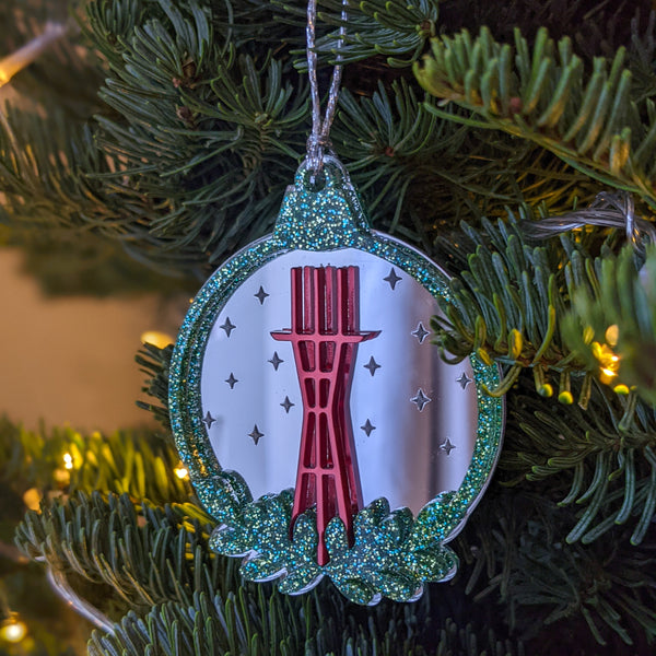 Sutro Tower Starry Night Laser Cut Ball Ornament