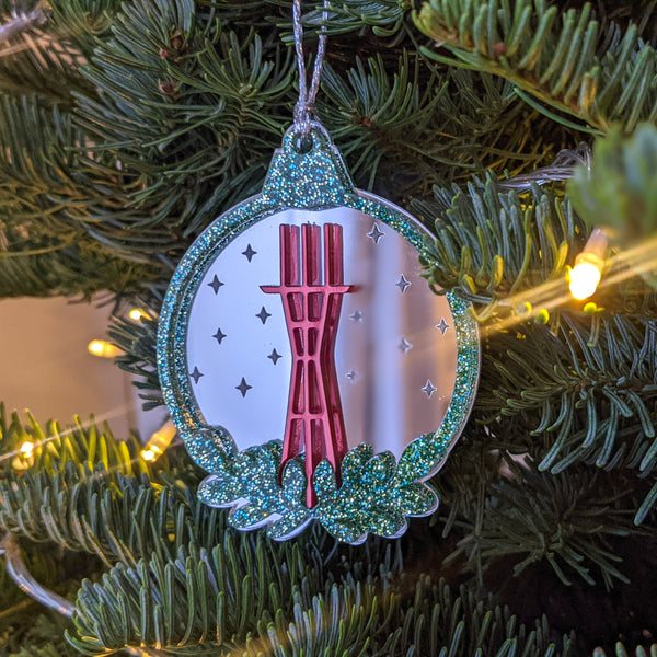 Sutro Tower Starry Night Laser Cut Ball Ornament