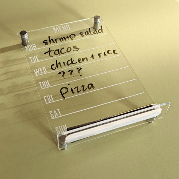 Menu Clear Acrylic Dry Erase Board - Personalizable