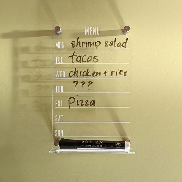 Menu Clear Acrylic Dry Erase Board - Personalizable